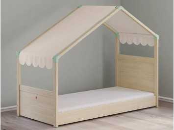 Παιδικό κρεβάτι με τέντα μπεζ MN-1301-1008