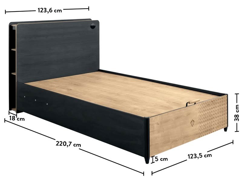Παιδικό κρεβάτι ημίδιπλο με αποθηκευτικό χώρο BL-1706 USB CHARGING